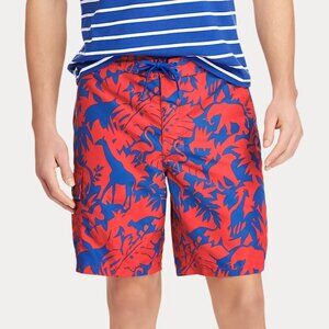 Polo Ralph Lauren Men's Size L 8" Inseam Kailua Red/Blue Safari Swim Trunks